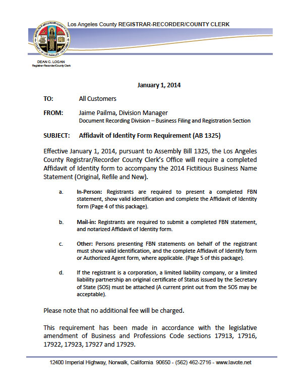 legal fictitious license san diego notary county form fbn notice